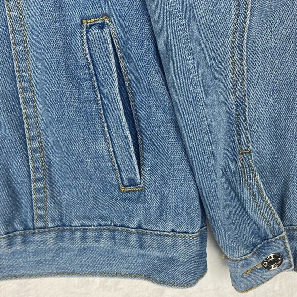 Davids Bridal Bride Jacket Womens Large Blue Embroidered Floral Denim Jacket - Picture 9 of 14